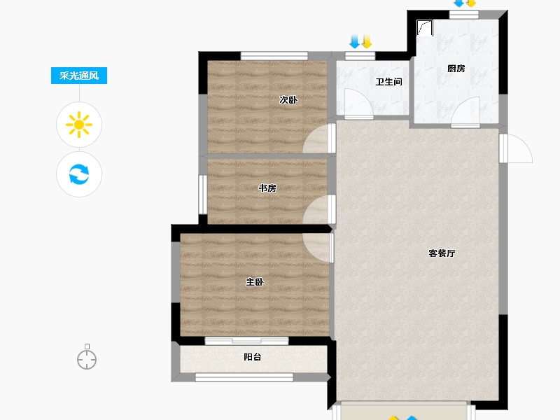 山东省-济南市-济高绿城桂语朝阳-80.00-户型库-采光通风