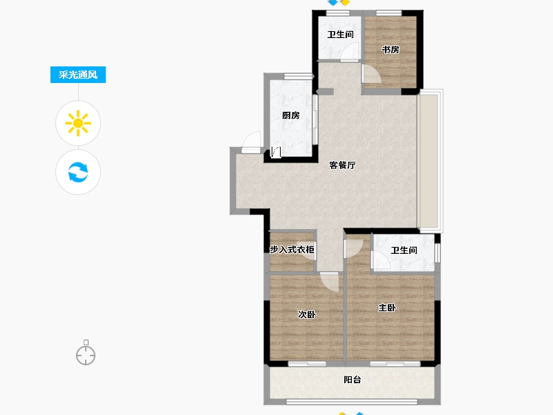 浙江省-嘉兴市-金地·天元鸣望邸-94.01-户型库-采光通风