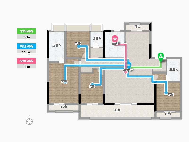 江苏省-南通市-春风里-142.40-户型库-动静线