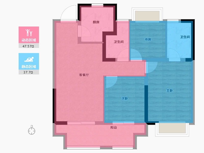 江苏省-南通市-天安·逸品花园-76.00-户型库-动静分区