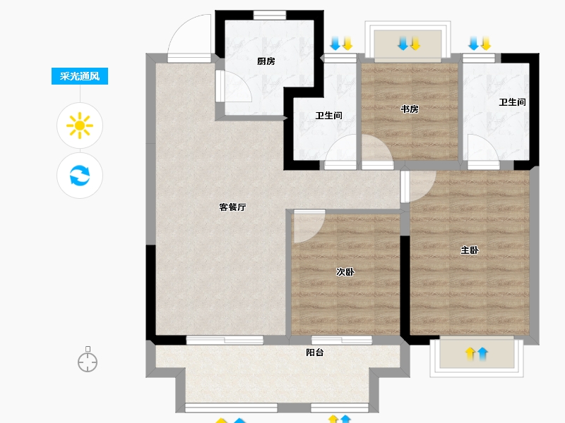 江苏省-南通市-天安·逸品花园-76.00-户型库-采光通风