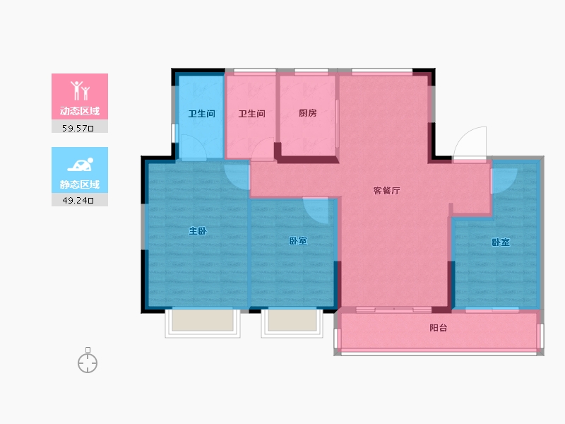 江苏省-南通市-濠悦府-98.50-户型库-动静分区