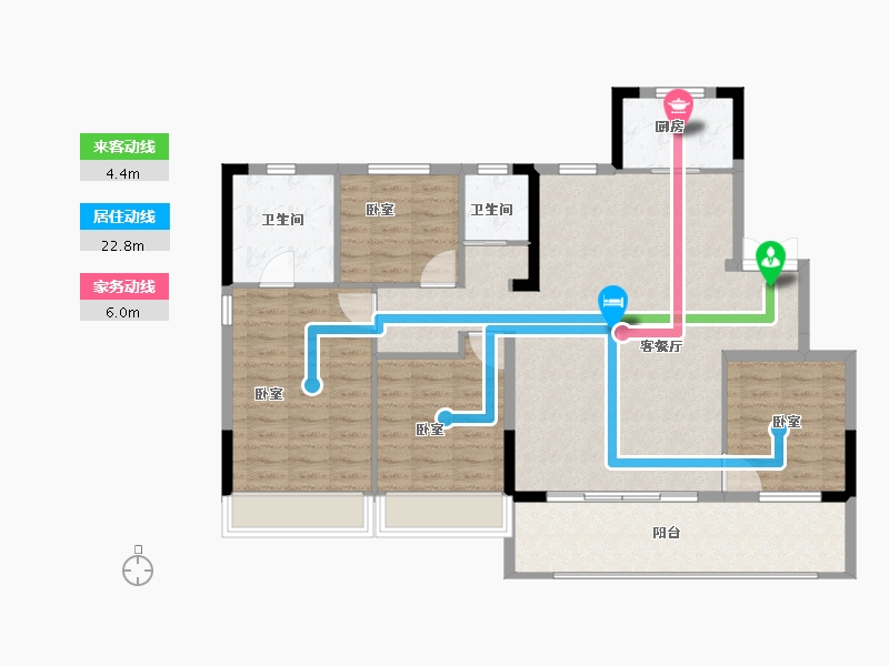 浙江省-嘉兴市-四季华庭-114.52-户型库-动静线