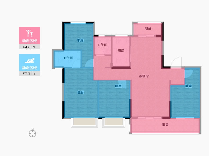 江苏省-南通市-濠悦府-109.57-户型库-动静分区