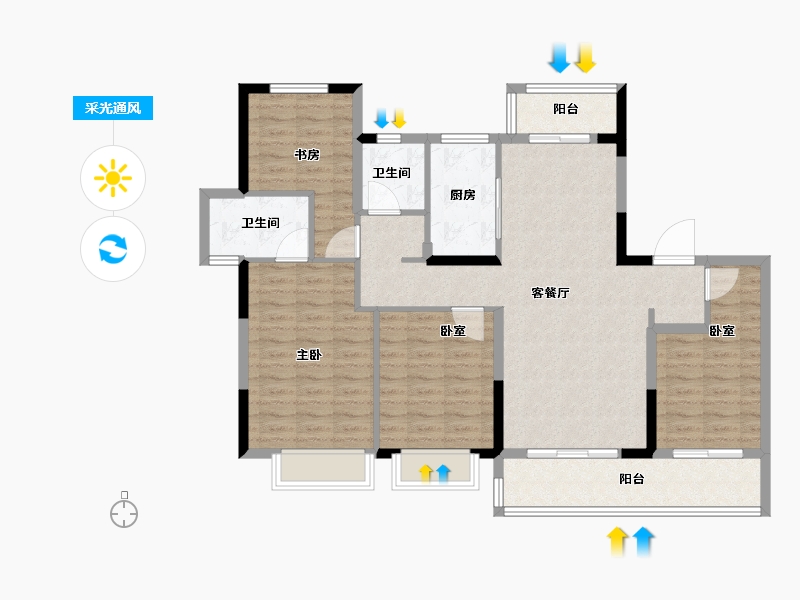 江苏省-南通市-濠悦府-109.57-户型库-采光通风