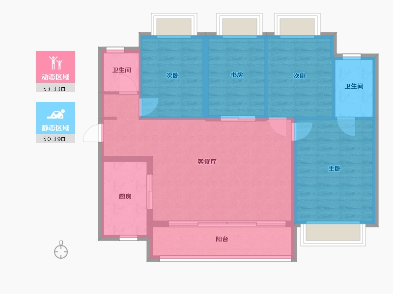 湖南省-长沙市-滨河道-100.00-户型库-动静分区