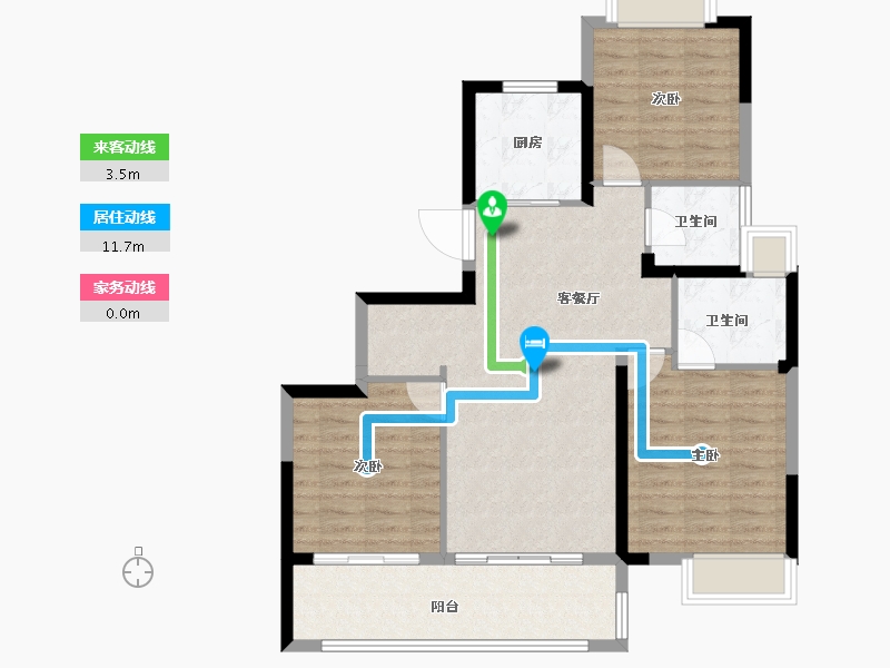 江苏省-南通市-远创宸樾-88.75-户型库-动静线