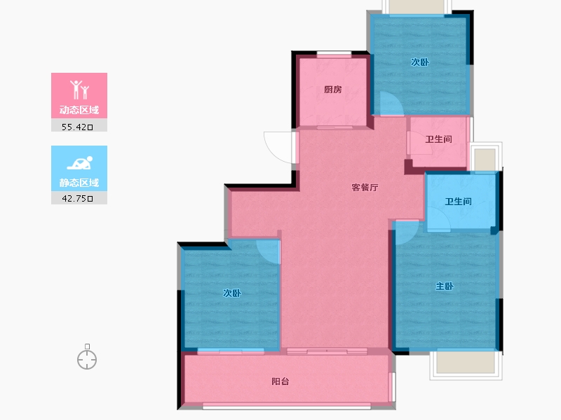 江苏省-南通市-远创宸樾-88.75-户型库-动静分区