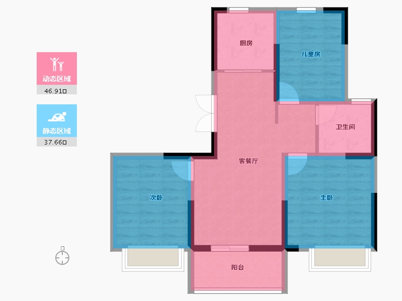 江苏省-南通市-悦珑庭-75.20-户型库-动静分区