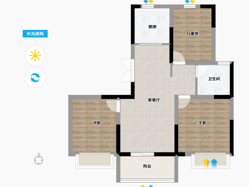 江苏省-南通市-悦珑庭-75.20-户型库-采光通风