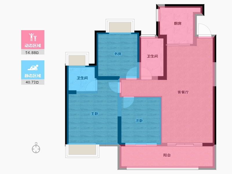 江苏省-南通市-远创宸樾-87.40-户型库-动静分区