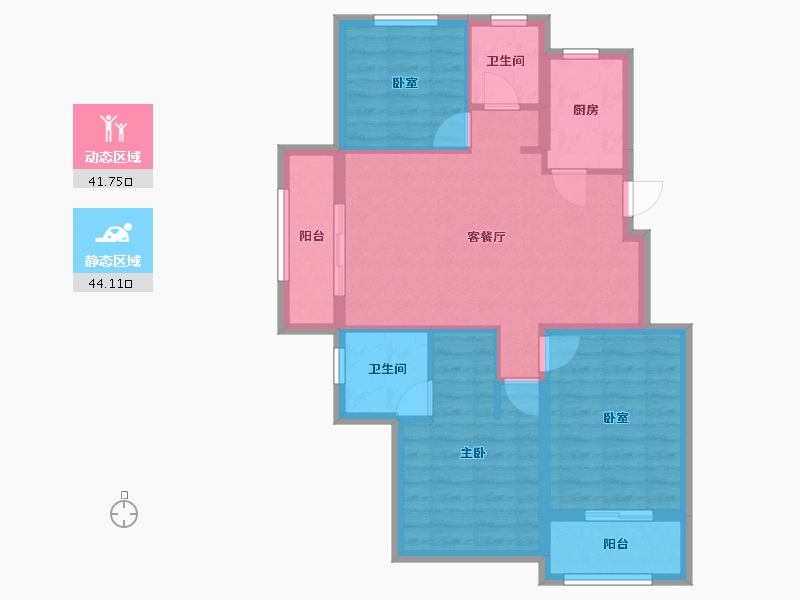 辽宁省-大连市-中铁春风十里-76.48-户型库-动静分区