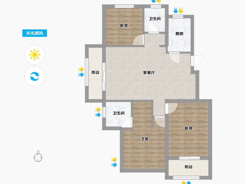 辽宁省-大连市-中铁春风十里-76.48-户型库-采光通风