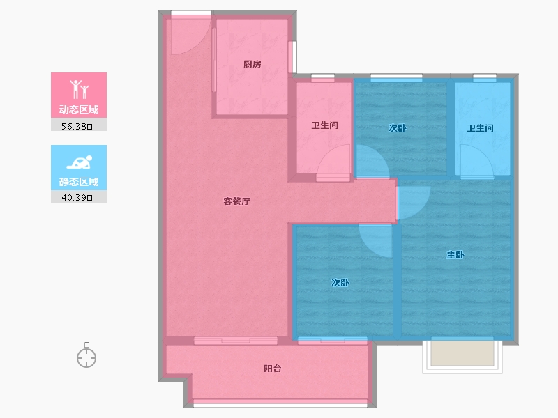 江苏省-南通市-如东中骏世界城-87.21-户型库-动静分区