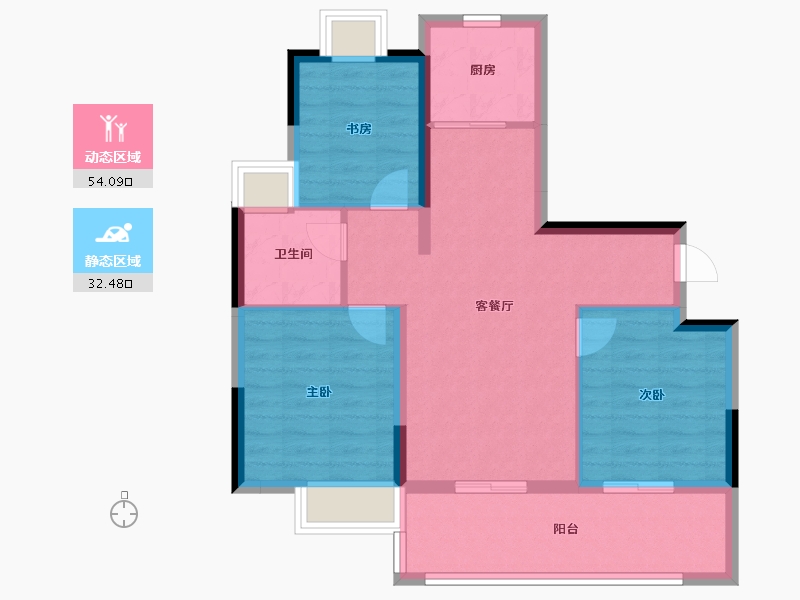 江苏省-南通市-远创宸樾-77.60-户型库-动静分区