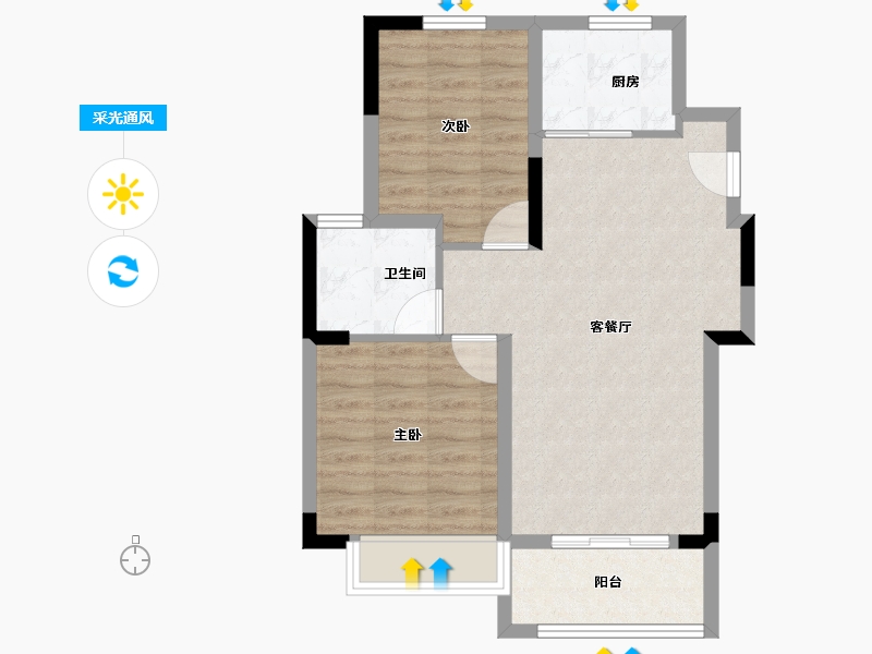 江苏省-南通市-悦珑庭-64.00-户型库-采光通风