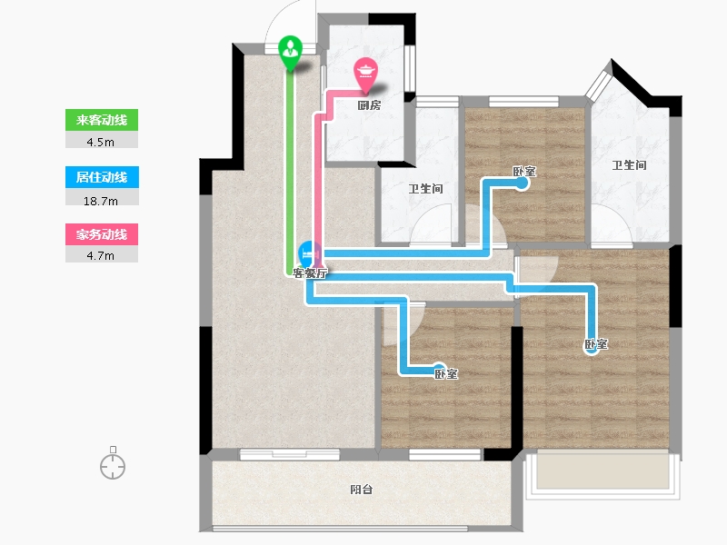 浙江省-嘉兴市-四季华庭-81.60-户型库-动静线