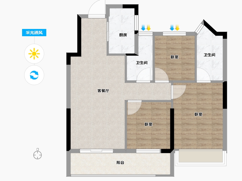 浙江省-嘉兴市-四季华庭-81.60-户型库-采光通风