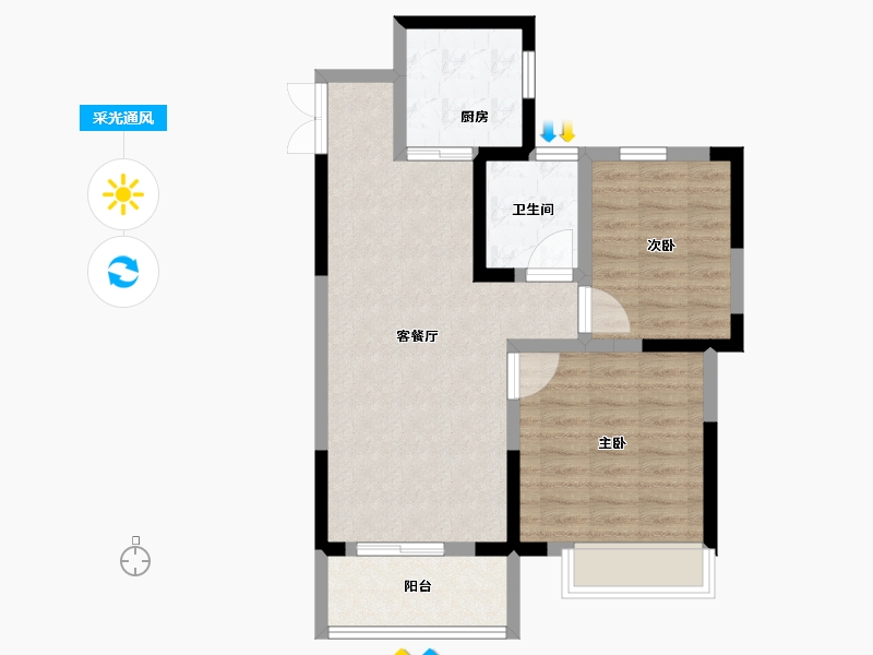 江苏省-南通市-悦珑庭-66.40-户型库-采光通风