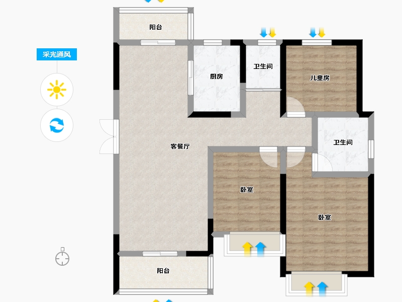 河南省-郑州市-泰宏建业国际城​-102.80-户型库-采光通风