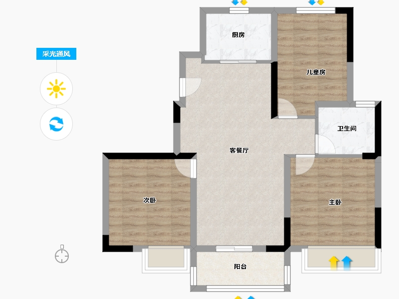 江苏省-南通市-悦珑庭-76.00-户型库-采光通风