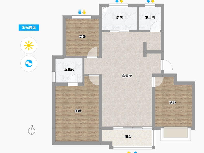 山东省-济南市-海信翰墨府​-83.05-户型库-采光通风