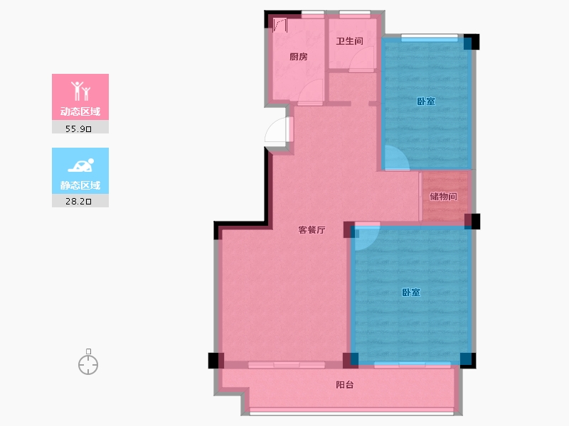 江苏省-南通市-尚上雅居-74.73-户型库-动静分区