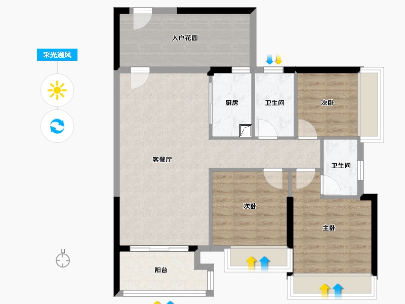 广东省-江门市-鹤山市帝豪居-107.00-户型库-采光通风