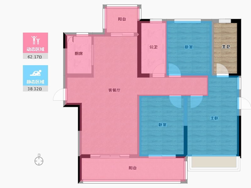 河南省-郑州市-天伦城​-94.40-户型库-动静分区