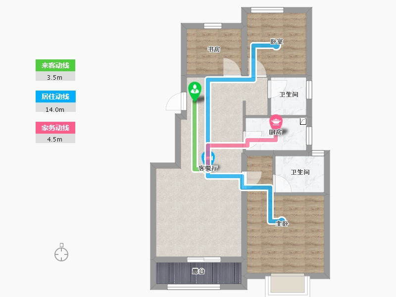 辽宁省-大连市-中铁春风十里-67.41-户型库-动静线