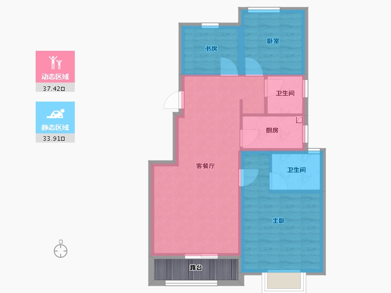 辽宁省-大连市-中铁春风十里-67.41-户型库-动静分区