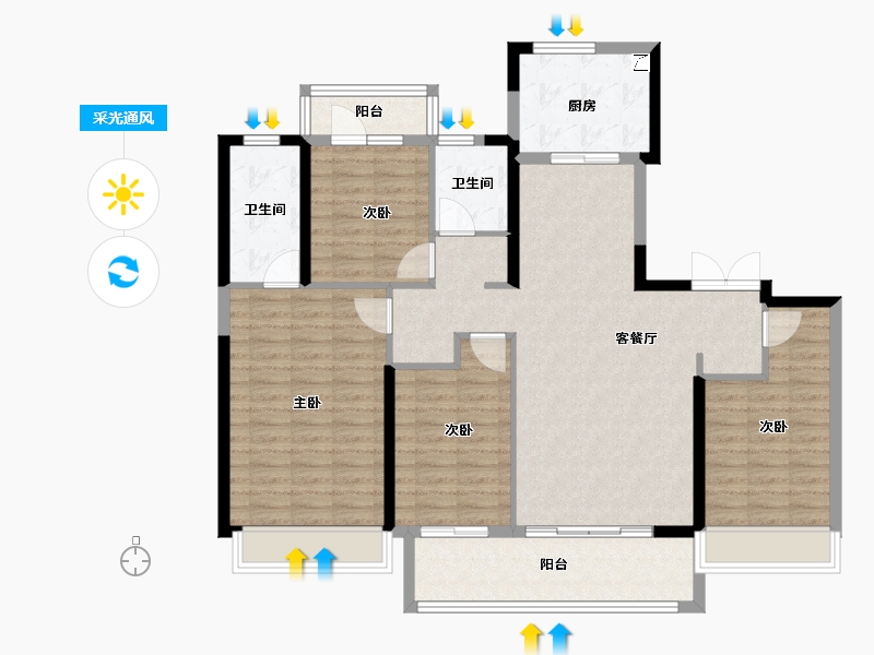 河南省-郑州市-中海云鼎湖居-119.20-户型库-采光通风