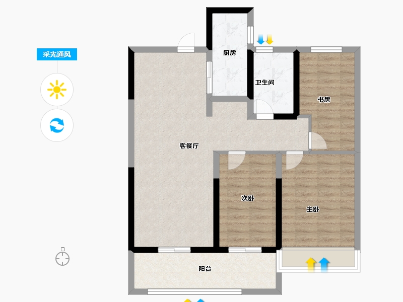 河南省-郑州市-上街龙吟世家​-87.20-户型库-采光通风