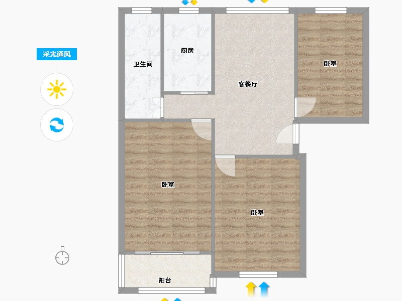 上海-上海市-贝港三区-76.00-户型库-采光通风