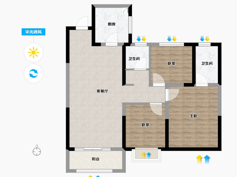 山东省-济南市-山钢锦悦华府-94.00-户型库-采光通风