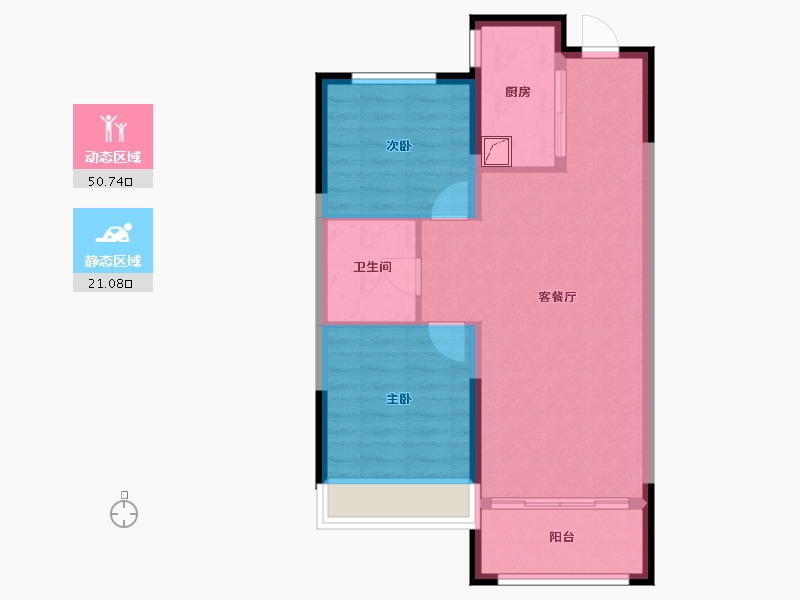 黑龙江省-哈尔滨市-华润置地熙云府-66.00-户型库-动静分区