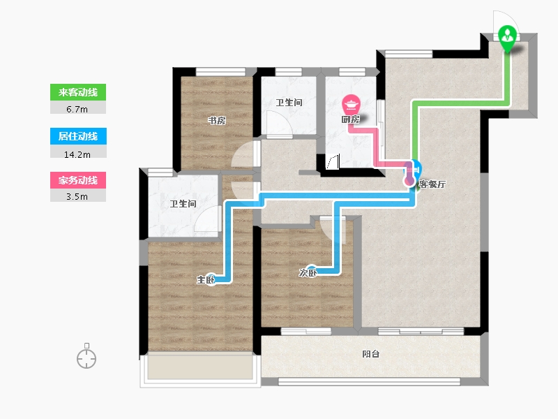 浙江省-嘉兴市-金地·天元鸣望邸-83.08-户型库-动静线