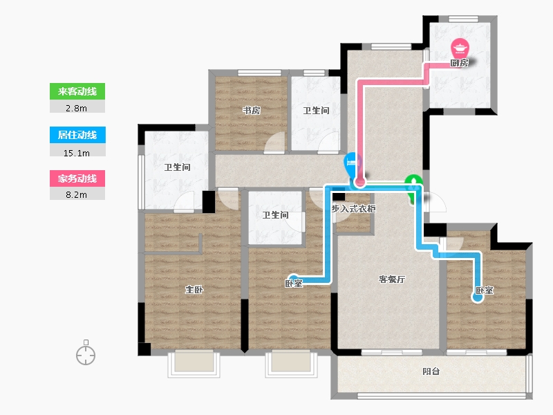 浙江省-嘉兴市-绿城濮园-134.01-户型库-动静线