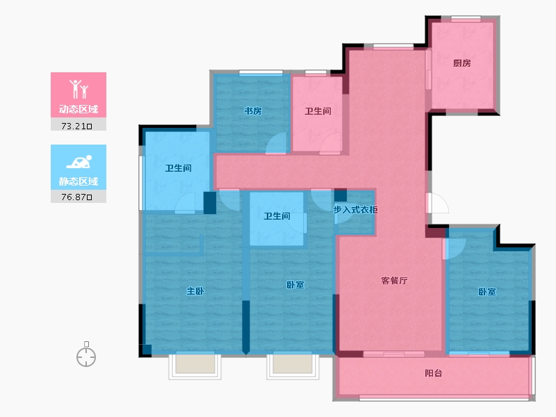 浙江省-嘉兴市-绿城濮园-134.01-户型库-动静分区