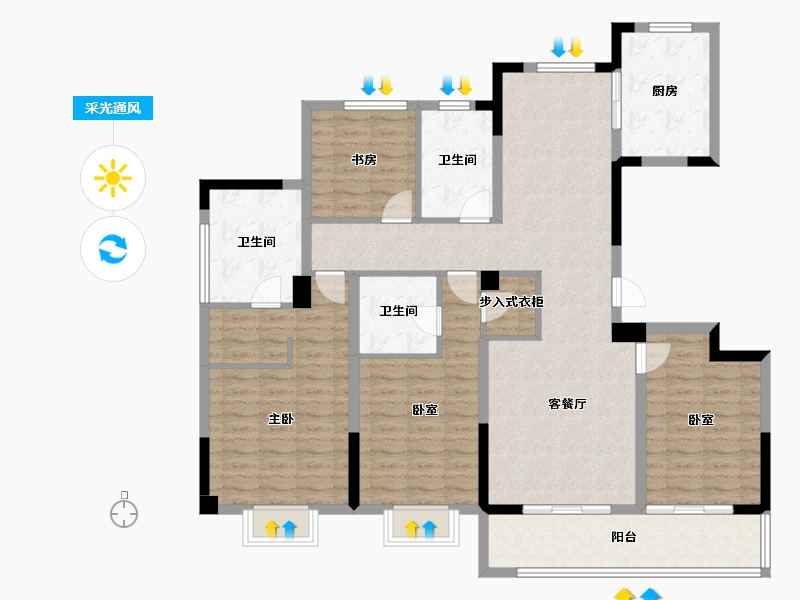 浙江省-嘉兴市-绿城濮园-134.01-户型库-采光通风