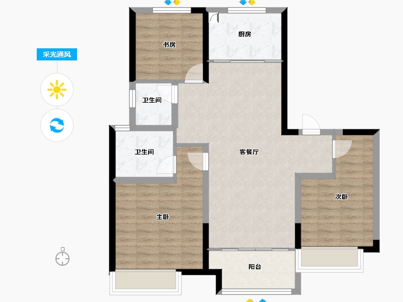 山东省-济南市-旭辉银盛泰星瀚城-88.00-户型库-采光通风