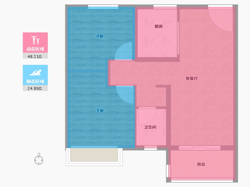 江苏省-南通市-万科金域蓝湾-65.60-户型库-动静分区