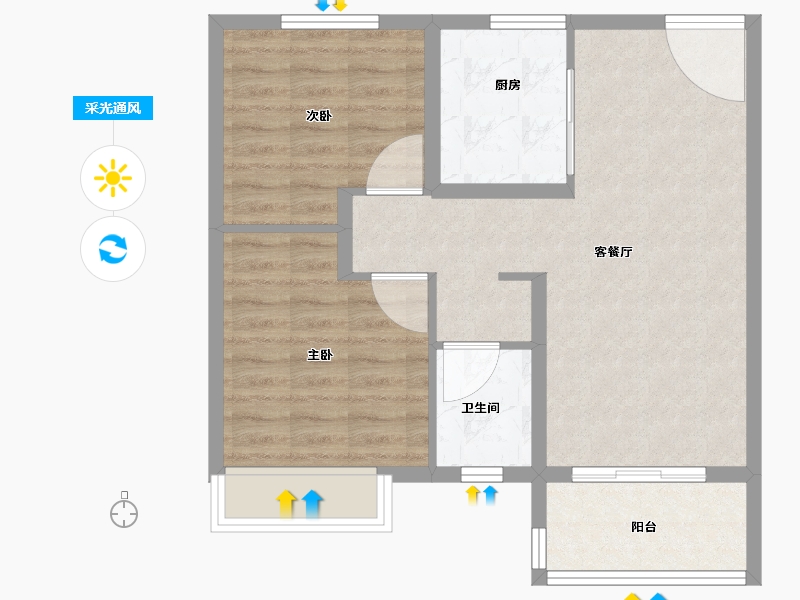 江苏省-南通市-万科金域蓝湾-65.60-户型库-采光通风