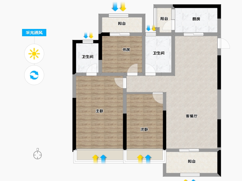 河南省-郑州市-上街龙吟世家​-102.40-户型库-采光通风