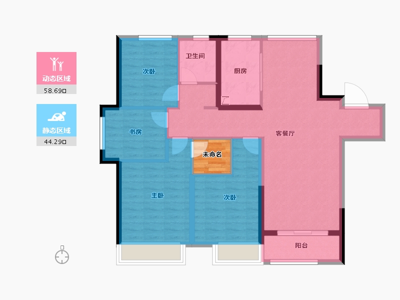 山东省-济南市-济高绿城桂语朝阳-95.00-户型库-动静分区