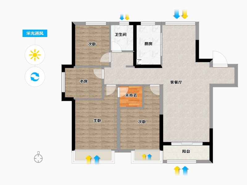 山东省-济南市-济高绿城桂语朝阳-95.00-户型库-采光通风