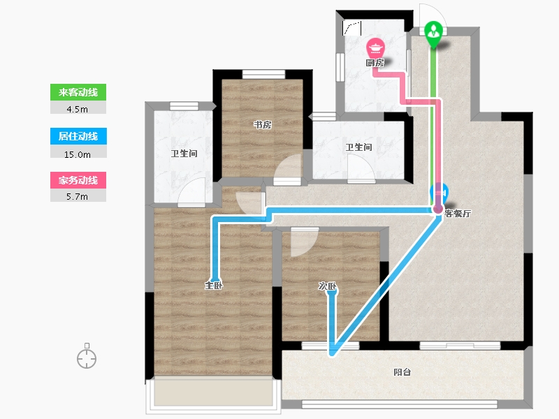 浙江省-嘉兴市-金地·天元鸣望邸-85.01-户型库-动静线