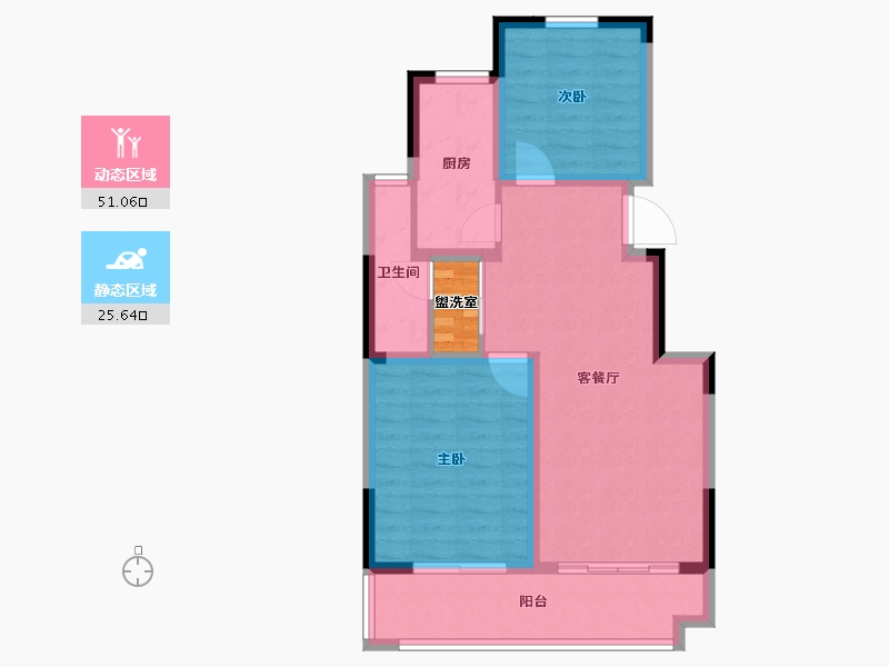 江苏省-南通市-尚上雅居-70.42-户型库-动静分区