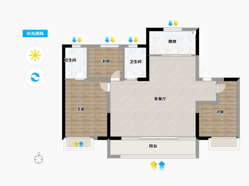 山东省-济南市-旭辉银盛泰星瀚城-104.00-户型库-采光通风