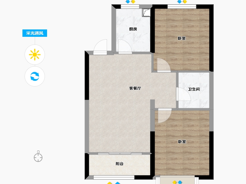 山东省-济南市-山钢鸿悦华府-61.32-户型库-采光通风